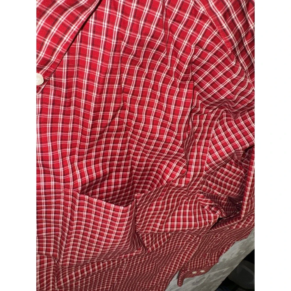 Eddie Bauer‎ Mens Shirt L Red Plaid Wrinkle Resistant Button Down Chest Pocket